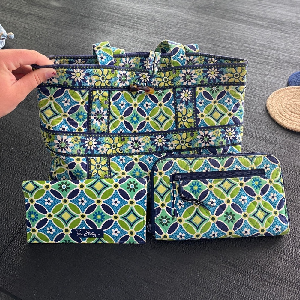 Vera Bradley Matching Green and Blue Set